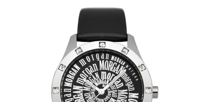 Dámské černé hodinky s krystaly Morgan de Toi