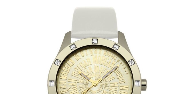 Dámské zlato-bílé hodinky s krystaly Morgan de Toi