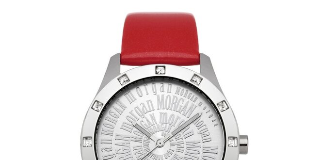 Dámské červené hodinky s krystaly Morgan de Toi