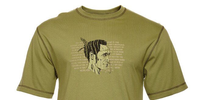 Pánské olivově zelené tričko Bushman s indiánem