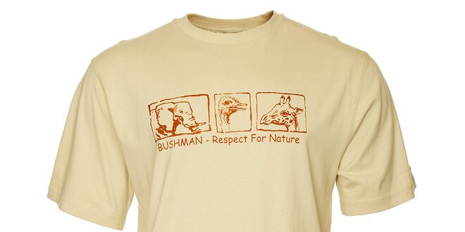 Pánské krémové tričko Bushman s potiskem