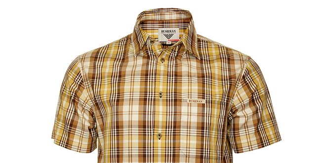 Pánská hnědo-žlutá kostkovaná košile Bushman