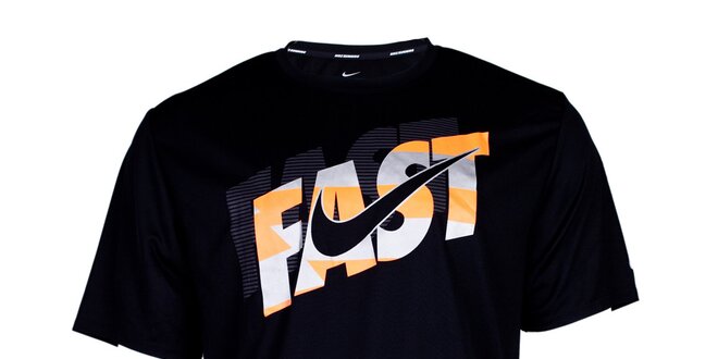Pánské černé běžecké tričko Nike s potiskem