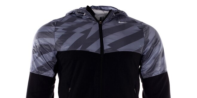 Pánská šedo-černá bunda Nike s kapucí
