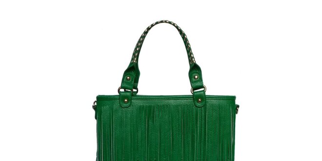 Dámská zelená kabelka London Fashion s třásněmi