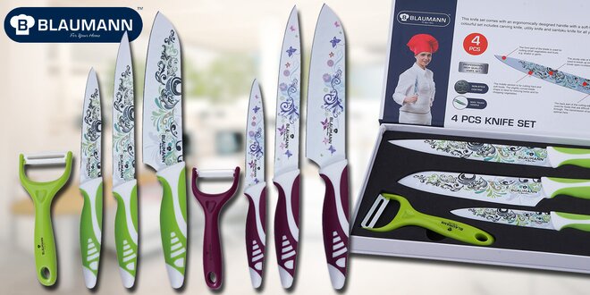 4dílná sada designových nožů a škrabky