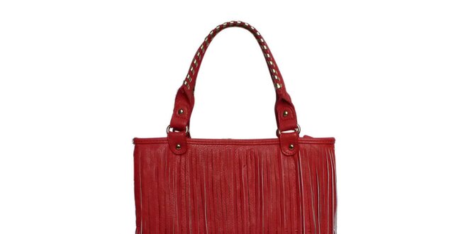Dámská červená kabelka London Fashion s třásněmi