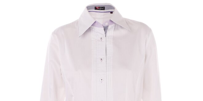 Dámská bílá košile 7camicie s modrou pruhovanou légou