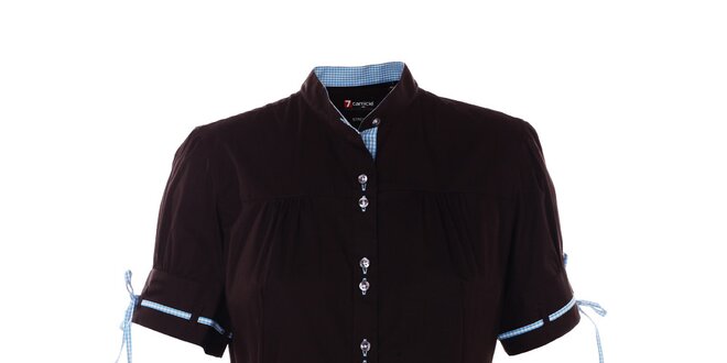 Dámská černá košile 7camicie s modrou kostkovnou légou