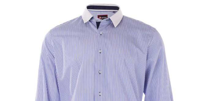 Pánská modrá použkovaná košile 7Camicie