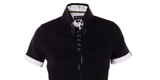 Dámská černá košile 7camicie s kytičkovanou légou