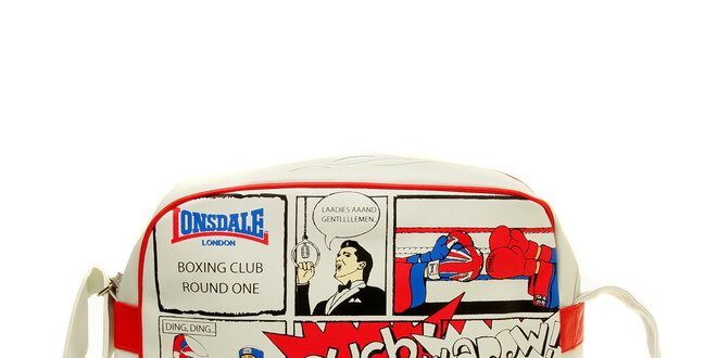 Pánská bílá taška s komiksovým potiskem Lonsdale