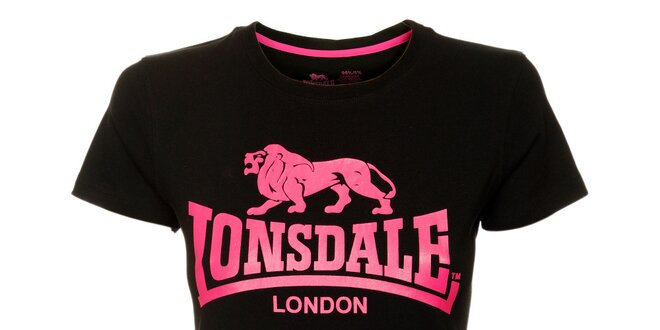Dámské černé tričko Lonsdale s růžovým potiskem