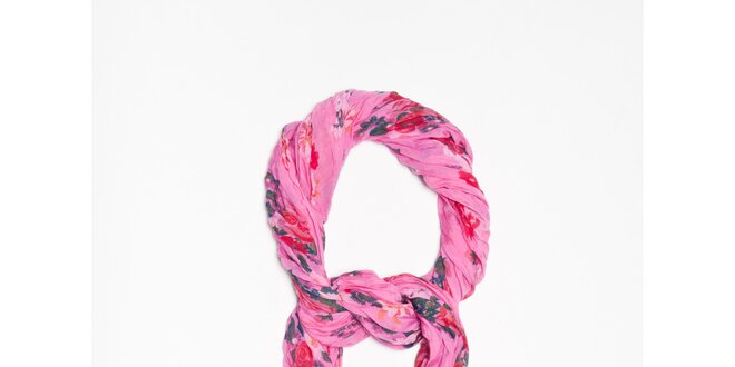 Dámský růžový šátek s kytičkovým vzorem Bella Rosa