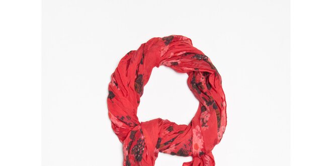 Dámský červený šátek s kytičkovým vzorem Bella Rosa