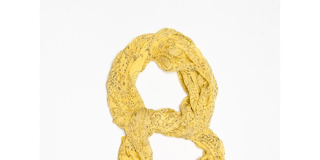 Dámský žlutý šátek s futuristickými květinami Bella Rosa