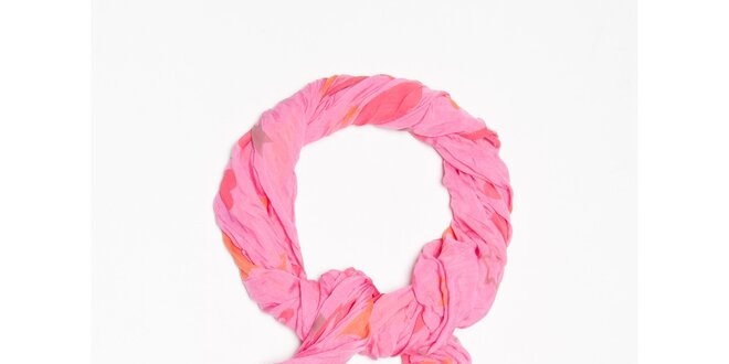 Dámský růžový šátek s potiskem srdíček a hvězdiček Bella Rosa