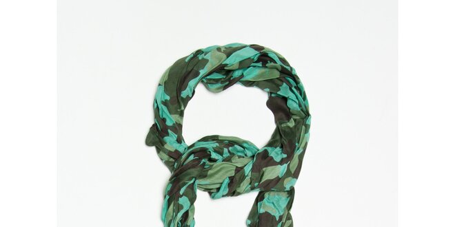 Dámský zelený šátek s military potiskem Bella Rosa