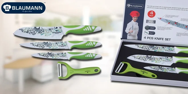 4dílná sada designových nožů a škrabky
