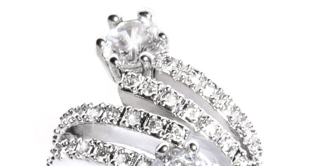 Dámský stříbrný prsten Bague a Dames s bílými krystaly