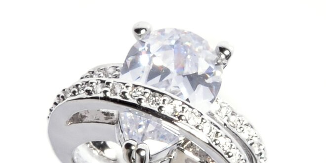 Dámský stříbrný prsten Bague a Dames s velkým transparentním krystalem