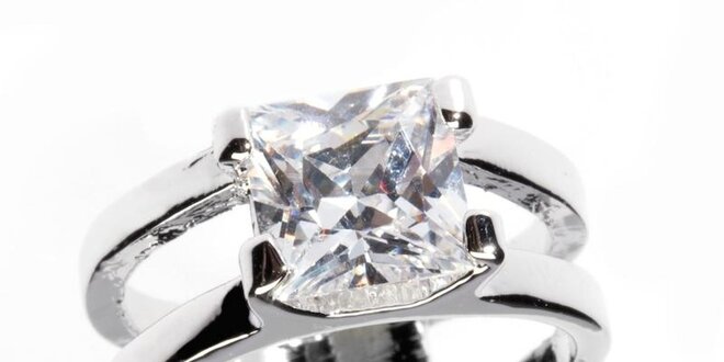 Dámský stříbrný prsten Bague a Dames s bílým krystalem