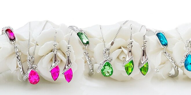Elegantní 3dílná sada šperků s blýskavými krystaly