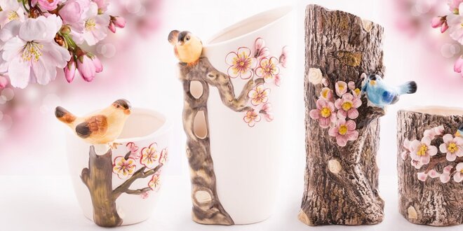 Keramické obaly a vázy s motivem stromů