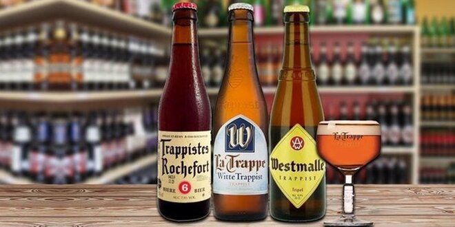 Sada piv vařená mnichy v trapistických klášterech + sklenice