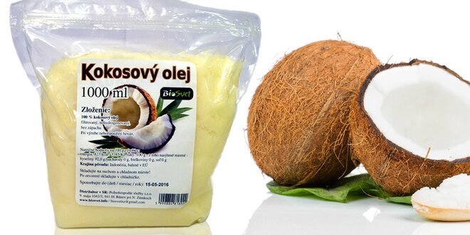 Litr 100% přírodního kokosového oleje do kuchyně i koupelny