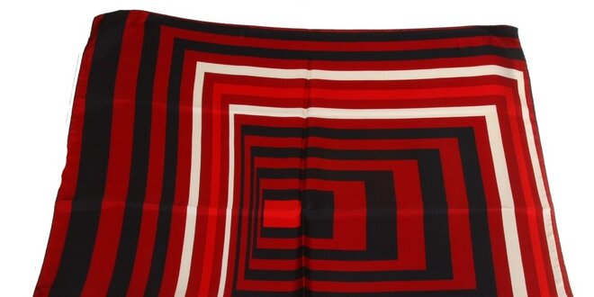 Dámský černo-červený hedvábný šátek s pruhy Gianfranco Ferré