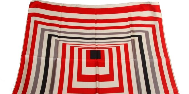 Dámský červeno-šedý hedvábný šátek s pruhy Gianfranco Ferré