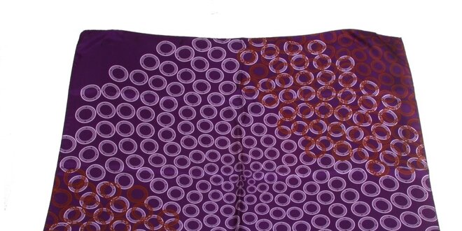 Dámský tmavě fialový hedvábný šátek s  potiskem kruhů Gianfranco Ferré