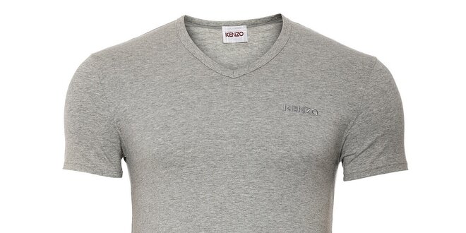 Pánské šedé bavlněné tričko Kenzo s výstřihem do véčka