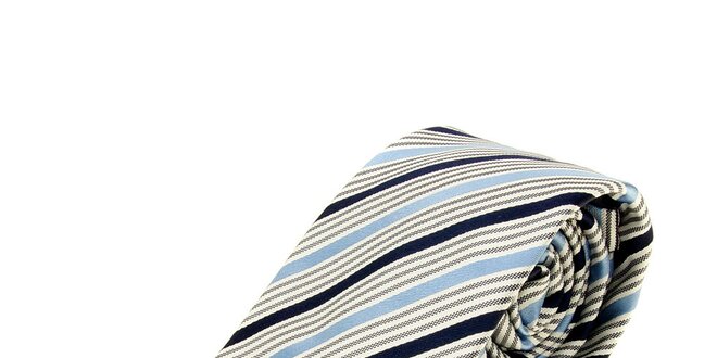 Pánská modro-bílá proužkovaná kravata Aquascutum