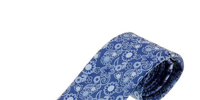 Pánská zářivě modrá kravata Ballantyne s květinovým vzorem