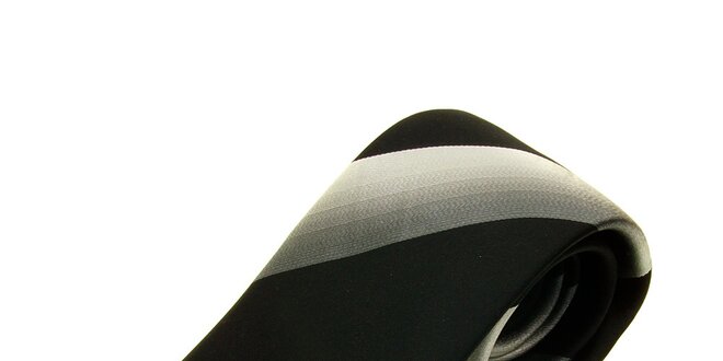 Pánská černo-stříbrná kravata Gianfranco Ferré se širokými proužky