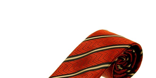 Pánská oranžovočervená kravata Gianfranco Ferré s proužky