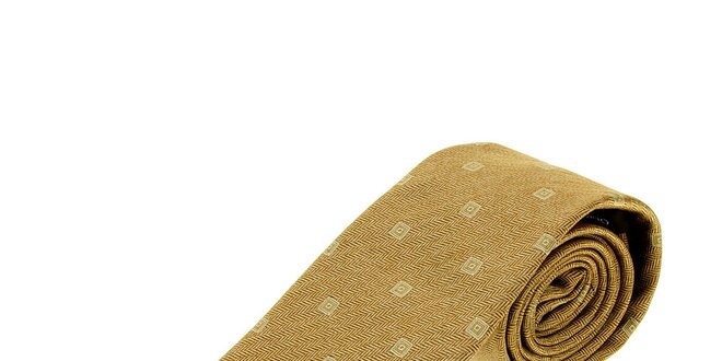 Pánská světle hnědá kravata Gianfranco Ferré s kostičkami