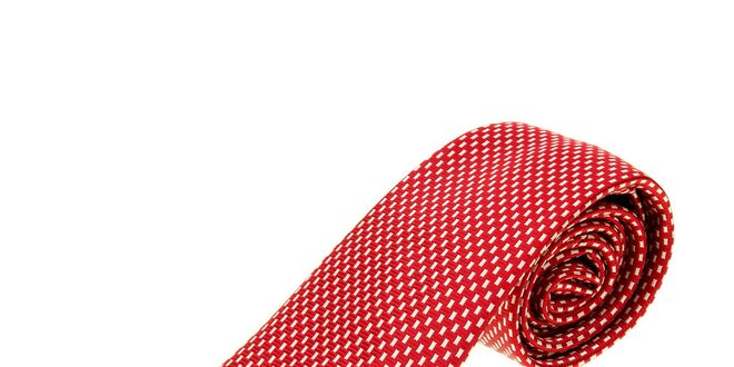 Pánská červená kravata Les Copains s kostičkovaným vzorem