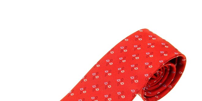 Pánská červená kravata Les Copains s jemným vzorem