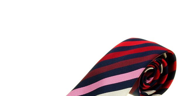 Pánská modro-červená proužkovaná kravata Les Copains