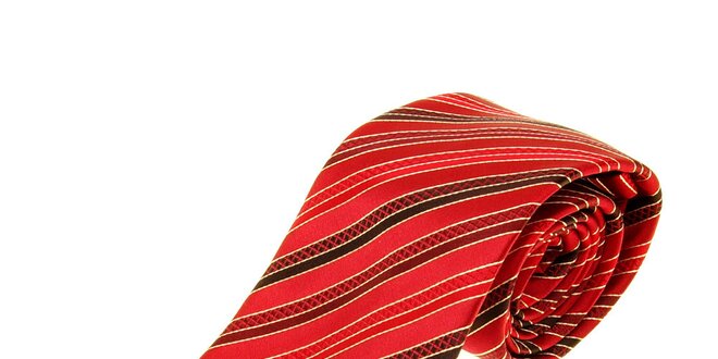 Pánská červená kravata Les Copains s proužky