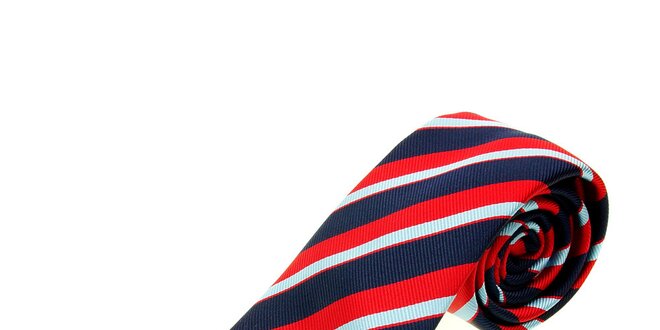 Pánská modro-červená proužkovaná kravata Les Copains