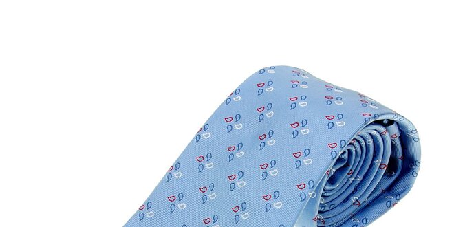 Pánská nebesky modrá kravata Les Copains s jemným vzorem