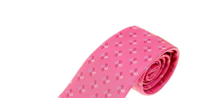 Pánská růžová kravata Les Copains s jemným vzorem