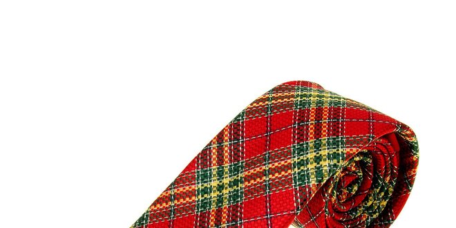 Pánská červená kravata Moschino se skotkou kostkou