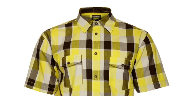 Pánská žluto-hnědá kostkovaná košile Fundango