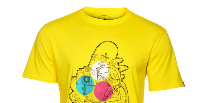 Pánské žluté tričko s potiskem Fundango