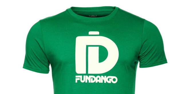 Pánské zelené tričko s krátkým rukávem a bílým potiskem Fundango